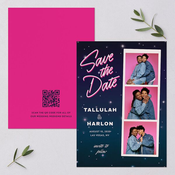 Las Vegas Love Save the Date Cards Rose Pink Signature smooth Blank No Standard