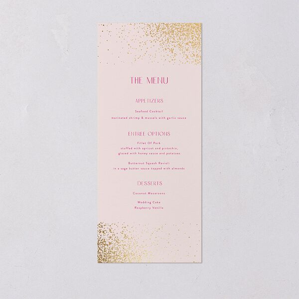 Shimmering Frame Menus Gold Pink Cotton Signature