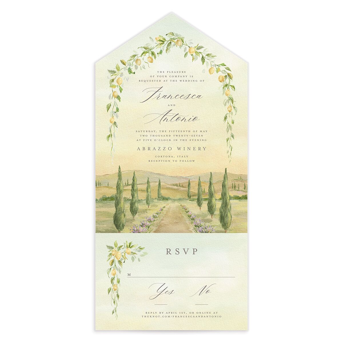 Elegant Italy All-in-One Wedding Invitations