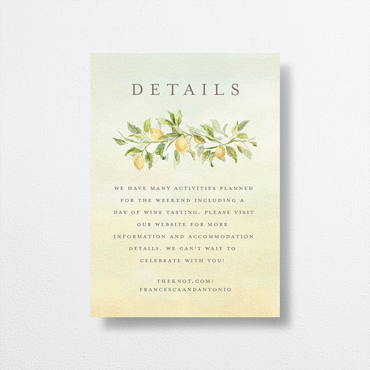 Elegant Italy Wedding Enclosure Cards — view 1