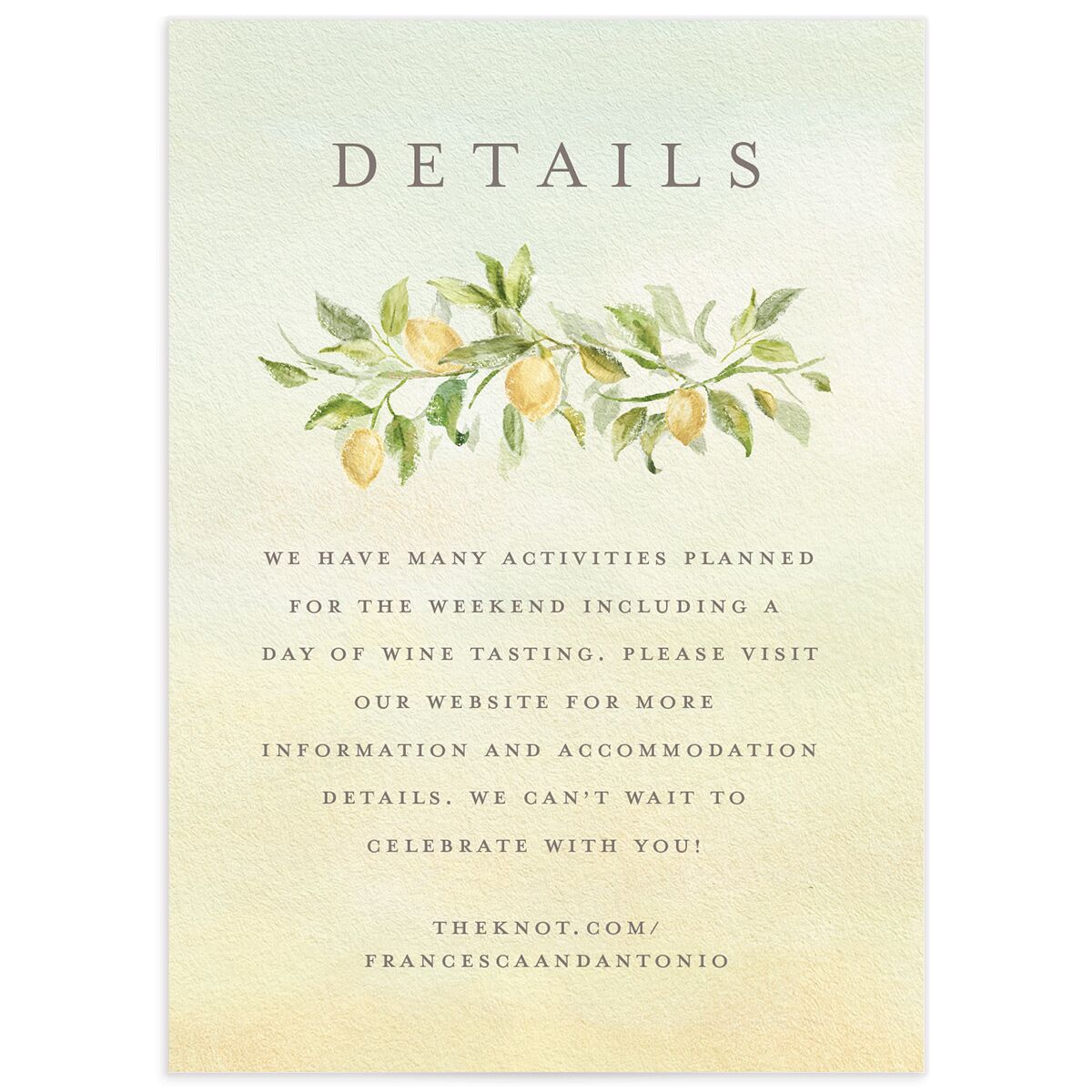 Elegant Italy Wedding Enclosure Cards