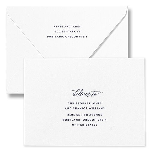 We Do Wedding Invitation Euro Envelopes White Pink Cotton Both Recipient and Return Addresses Luxe Signature