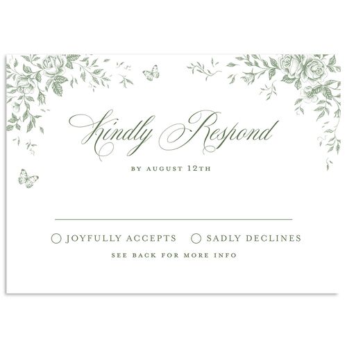 Elegant Rose Crest Wedding Response Cards Deep Olive Signature Standard