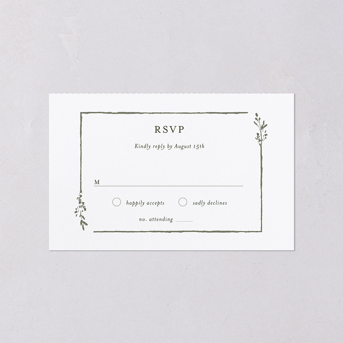 Rustic Branch Frame All-in-One Wedding Invitations Pure White Signature Light Both Recipient and Return Addresses No