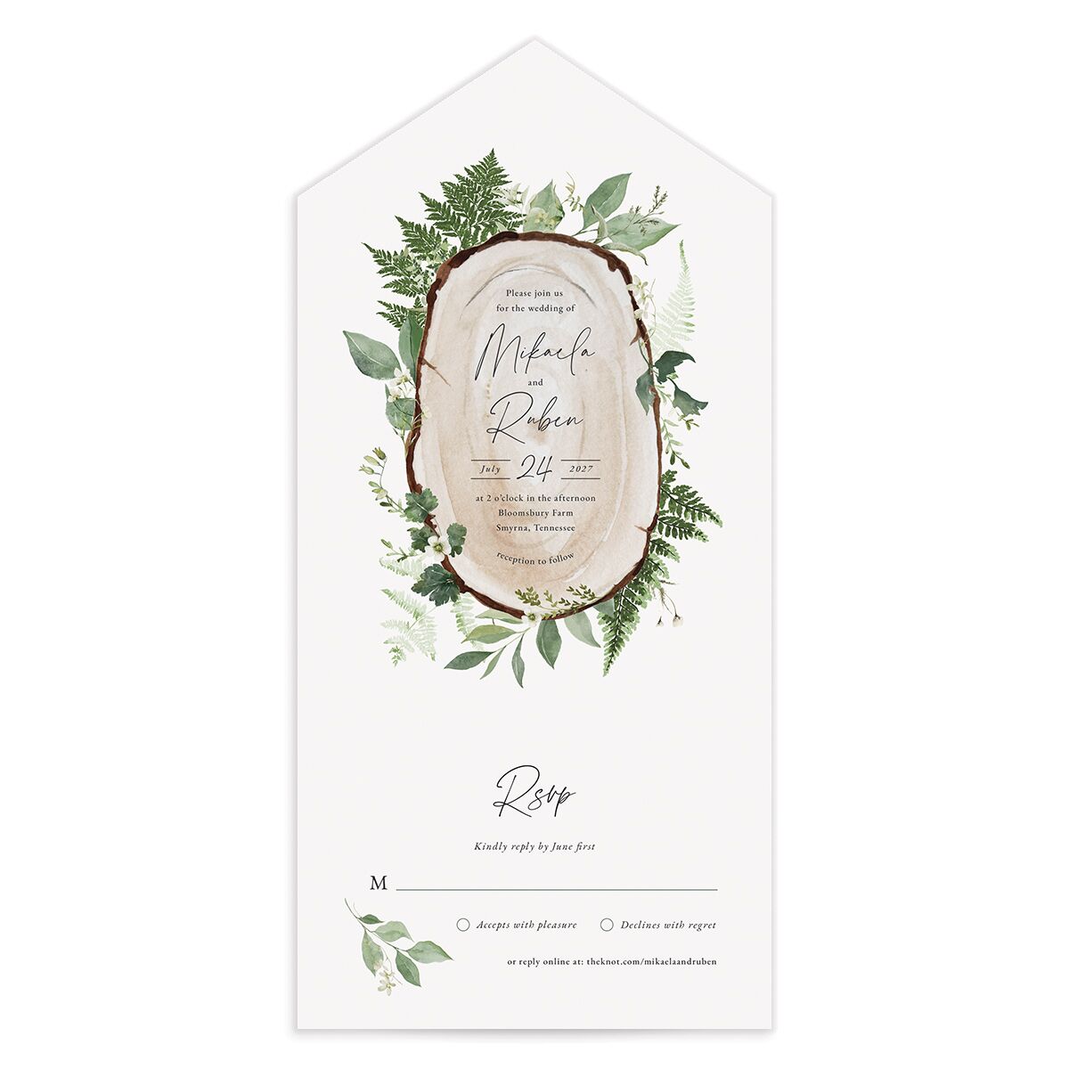Fairytale Woodgrain Slab All-in-One Wedding Invitations