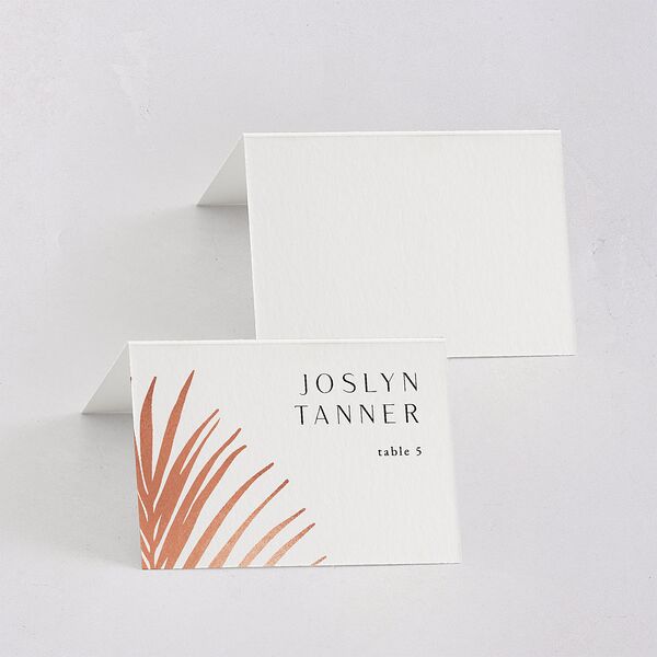 Lavish Palm Place Cards Rose Gold Pure White Signature