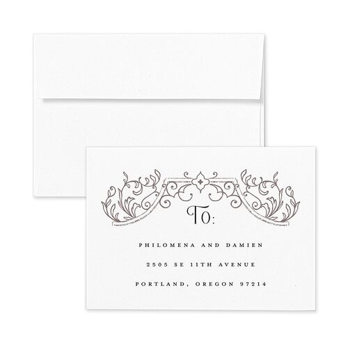 Gothic Gate Wedding Response Card Standard Envelopes White Cinnamon Return Address Signature Standard
