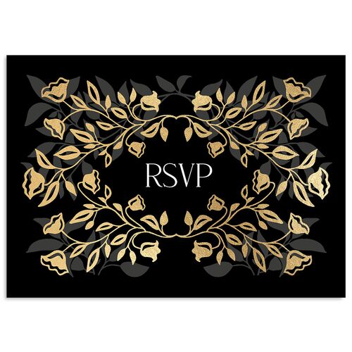 Rustic Nouveau Wedding Response Cards Gold Licorice Signature Standard