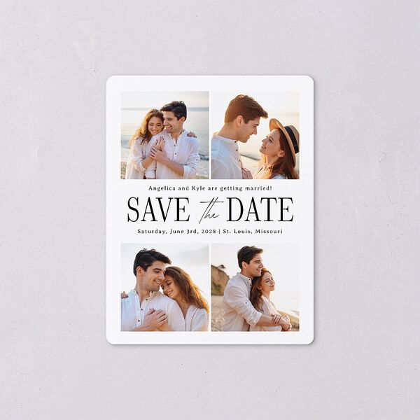 Classically Gilded Save The Date Magnets Pure White Magnet Paper
