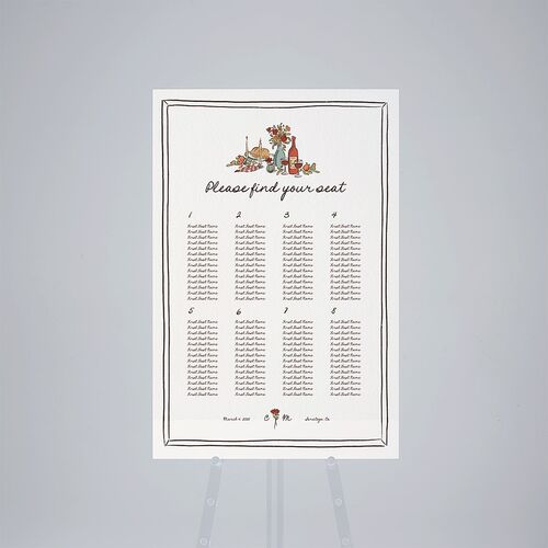 Hand Drawn Tablescape Standard Seating Chart Large Linen Standard Outdoor Corrugated L Seating
