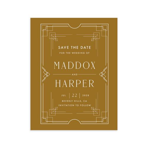 Vintage Hollywood Save the Date Petite Cards Umber Signature smooth Blank No Standard