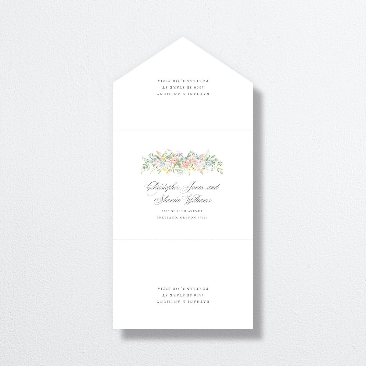 Glamorous Regency Garden All-in-One Wedding Invitations by Bridgerton Sage Signature Light Both Recipient and Return Addresses No