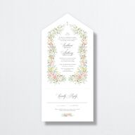 Glamorous Regency Garden All-in-One Wedding Invitations by Bridgerton Sage Signature Light Both Recipient and Return Addresses No