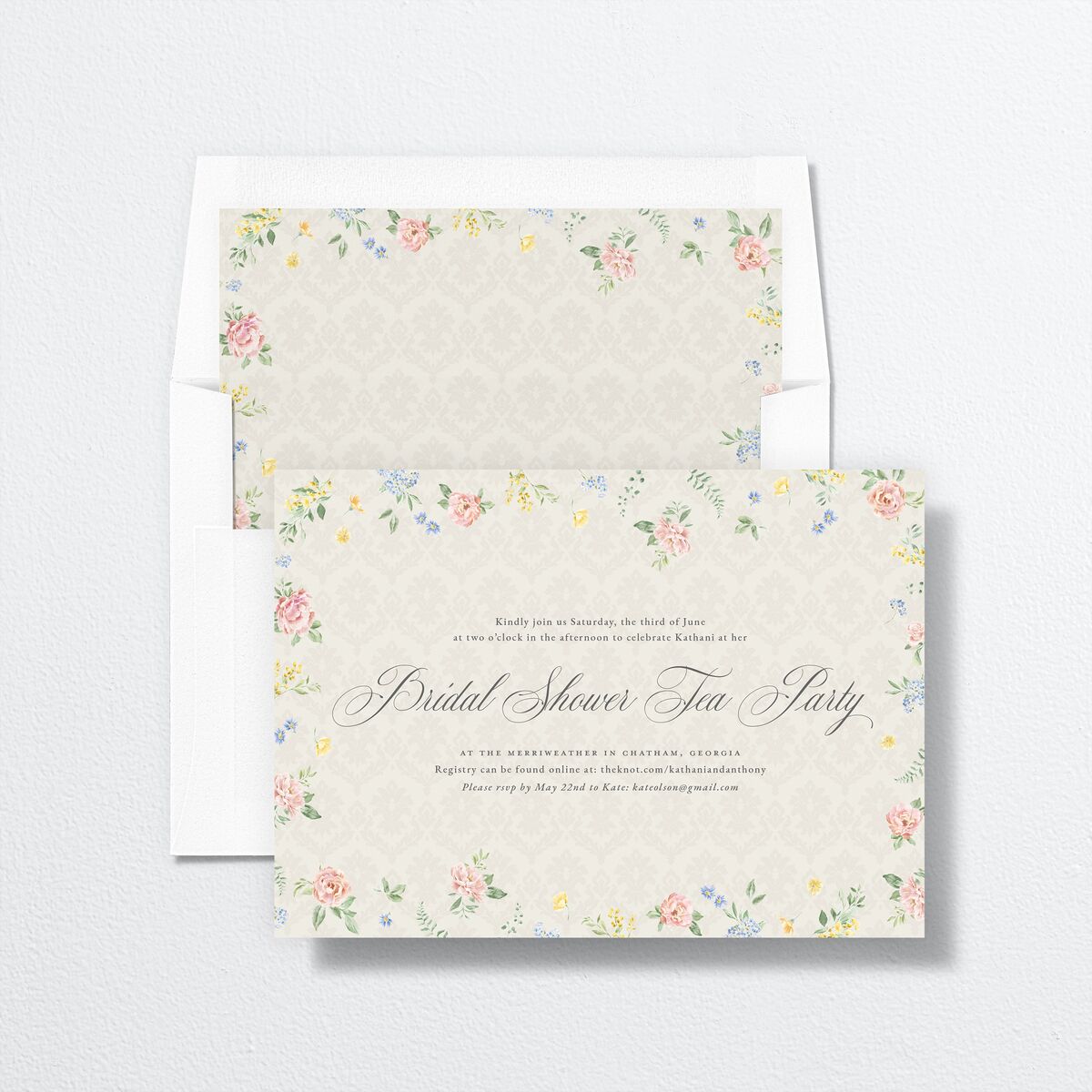 Glamorous Regency Garden Bridal Shower Invitations by Bridgerton Sage Signature