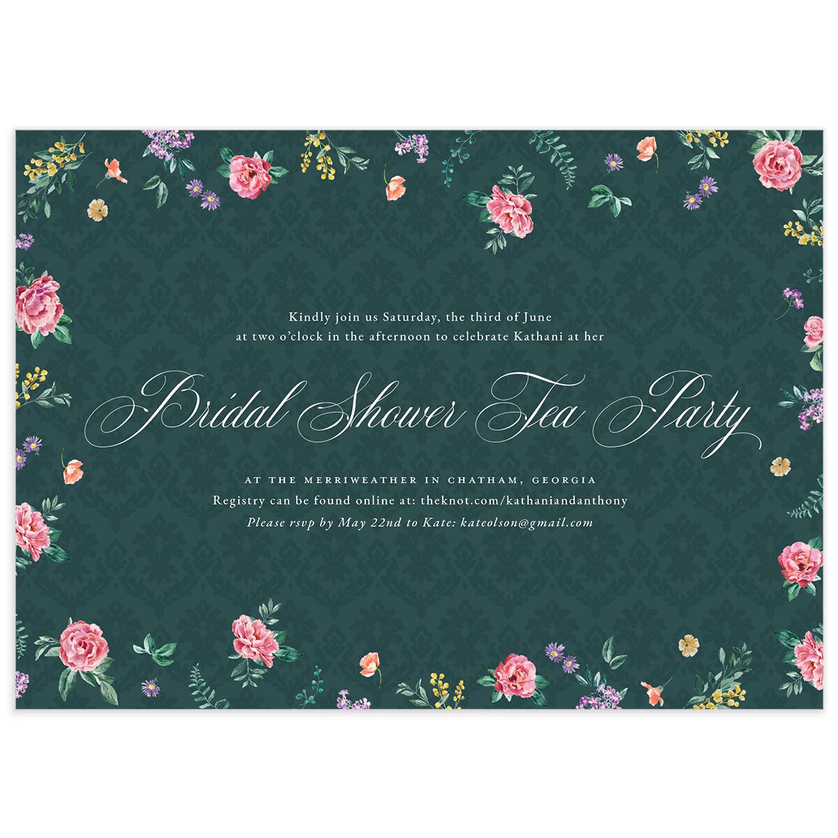 Glamorous Regency Garden Bridal Shower Invitations by Bridgerton