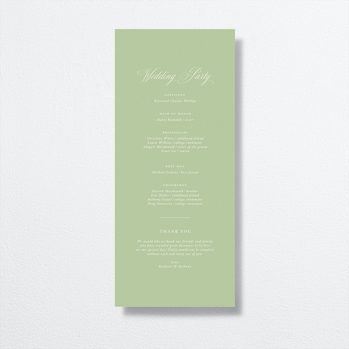 Glamorous Regency Garden Wedding Programs by Bridgerton Sage Signature