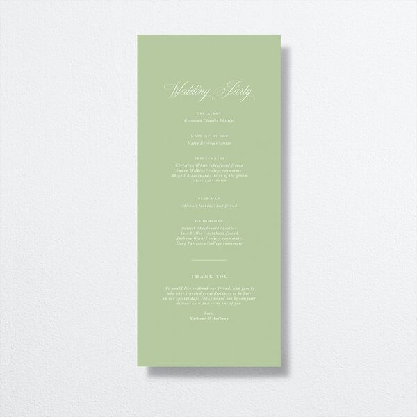 Glamorous Regency Garden Wedding Programs by Bridgerton Sage Signature