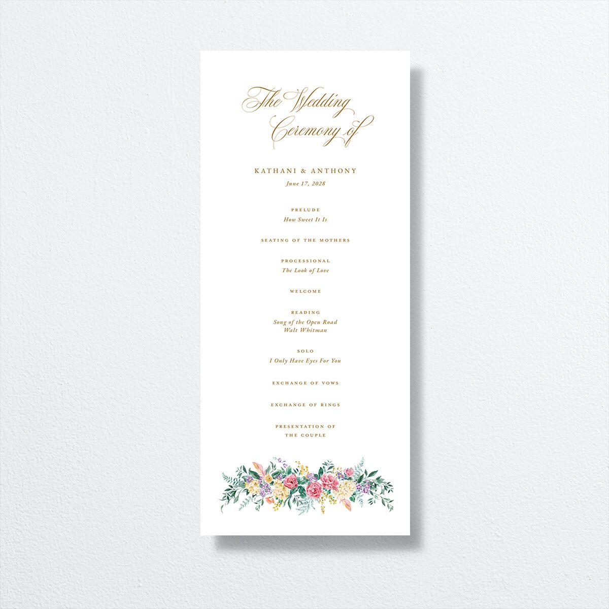 Glamorous Regency Garden Wedding Programs by Bridgerton — view 1