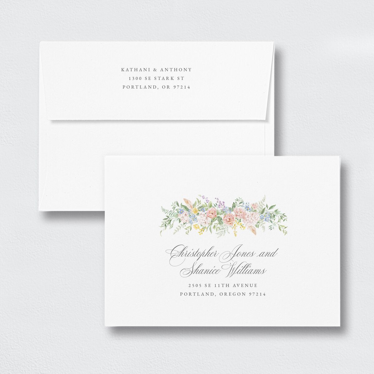 Glamorous Regency Garden Save The Date Card Envelopes White Standard Sage Both Recipient and Return Addresses