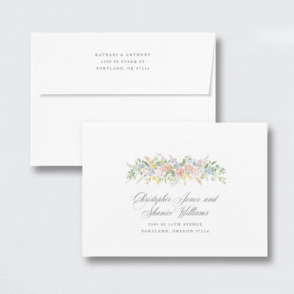 Glamorous Regency Garden Save The Date Card Envelopes White Standard Sage Both Recipient and Return Addresses