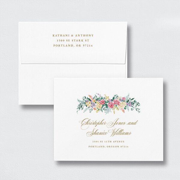 Glamorous Regency Garden Thank You Card Envelopes White Standard Pure White Both Recipient and Return Addresses Signature
