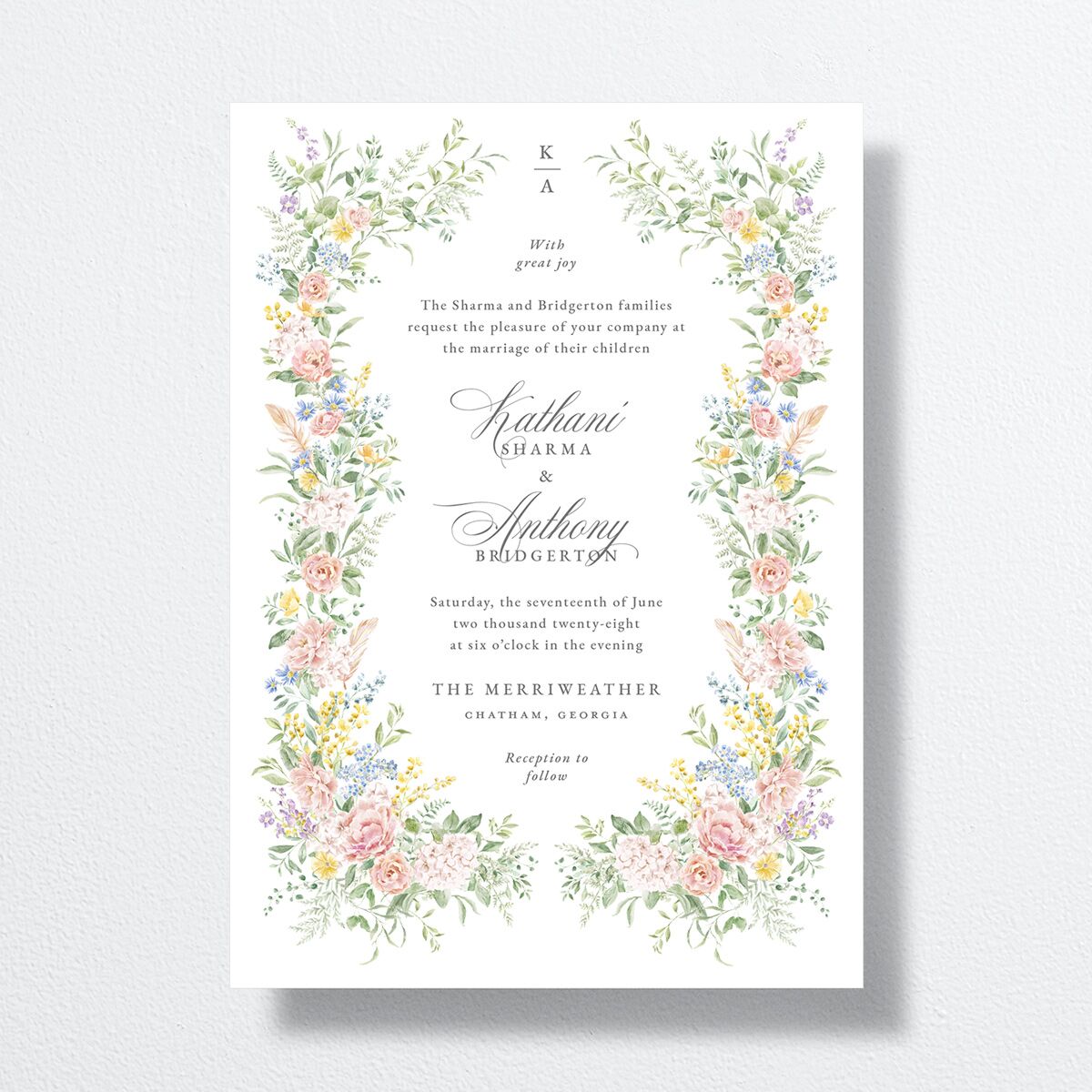 Glamorous Regency Garden Wedding Invitations by Bridgerton Sage Signature No