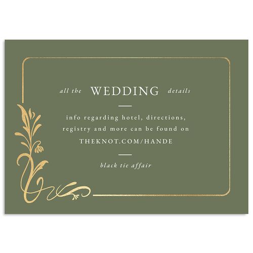 Nouveau Frame Wedding Enclosure Cards Gold Dark Camo Signature