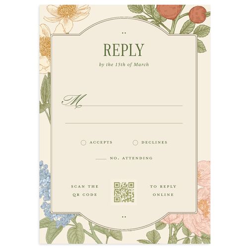 Floral Vintage Lattice Wedding Response Cards Champagne Signature Standard