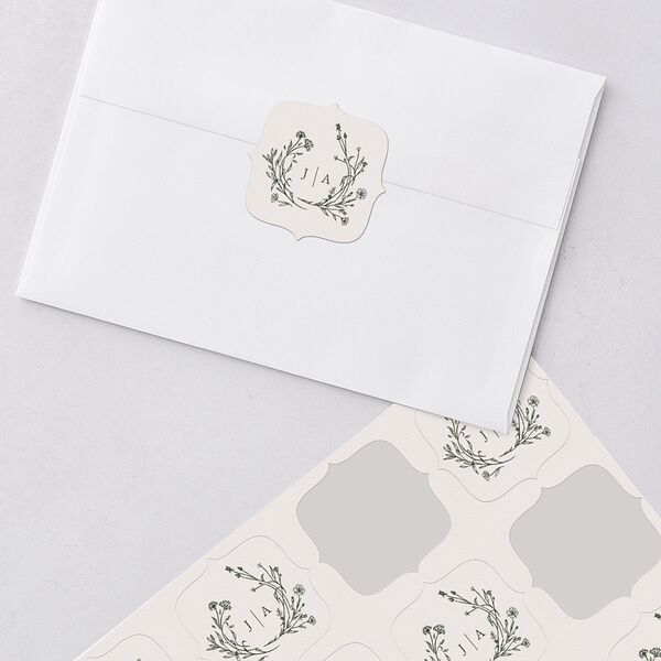 Gilded Monogram Wedding Stickers Dark Camo Bracket