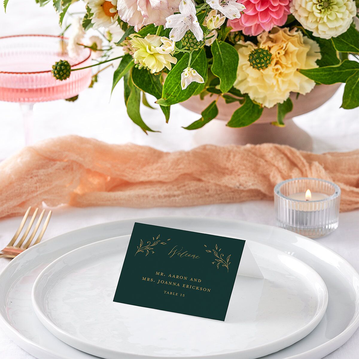 Dark Vintage Fantasy Place Cards Dark Emerald Signature