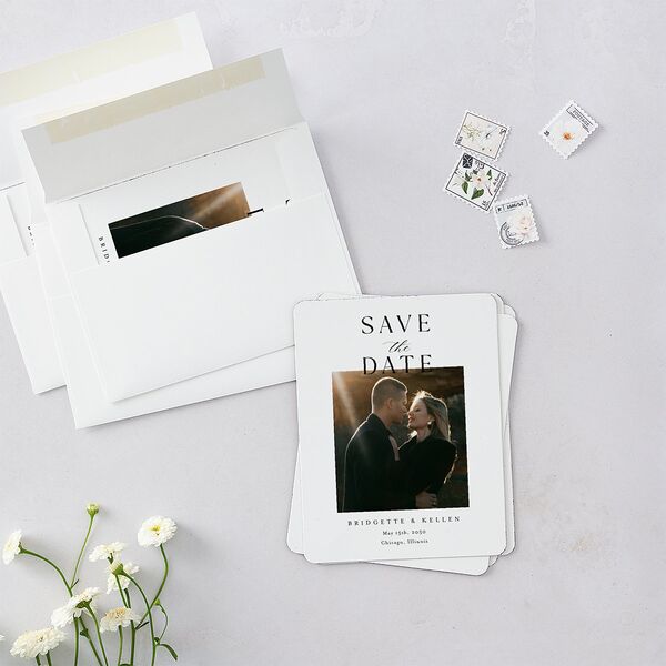 Timeless Typography Save The Date Magnets Pure White Magnet Paper