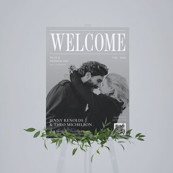 Magazine Cover Standard Welcome Sign Medium Licorice Standard Indoor Foam Core M Welcome