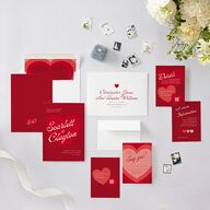 Modern Retro Hearts Wedding Invitations Ruby Signature Blank No Standard