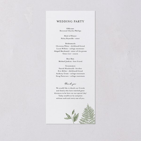 Classic Botanical Border Wedding Programs Thyme Signature