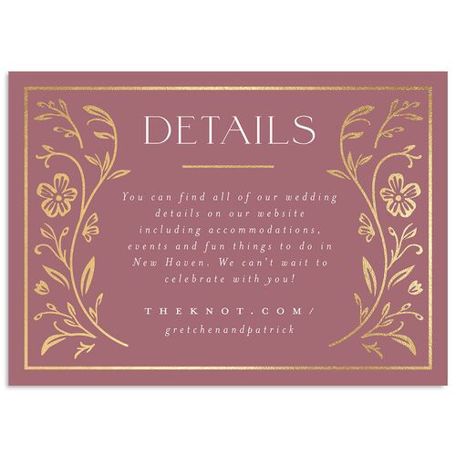 Storybook Filigree Wedding Enclosure Cards Gold Mauve Signature Standard
