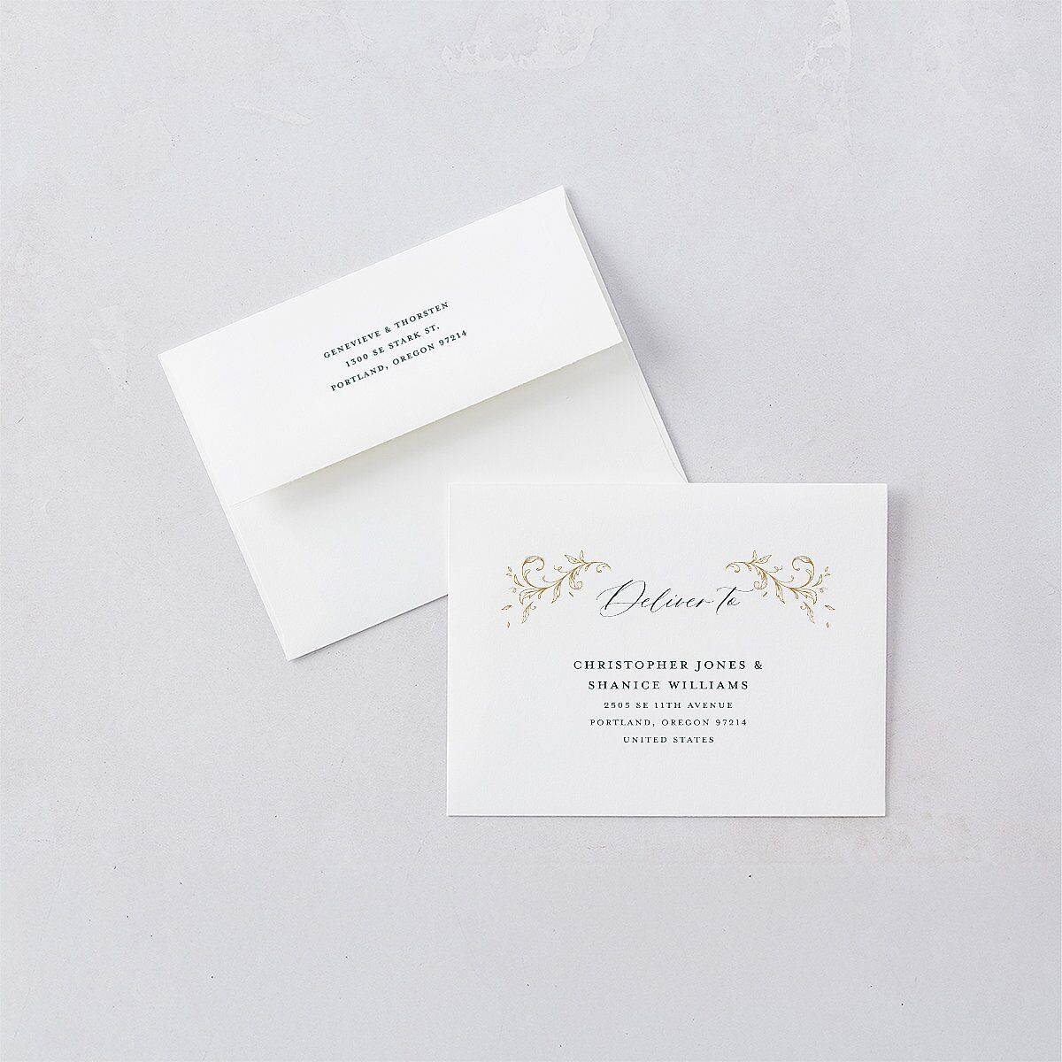 Dark Vintage Fantasy Thank You Card Envelopes White Dark Emerald Both Recipient and Return Addresses Signature Standard