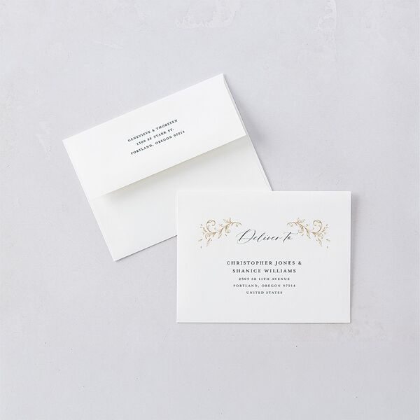 Dark Vintage Fantasy Thank You Card Envelopes White Dark Emerald Both Recipient and Return Addresses Signature Standard