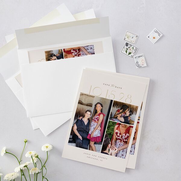 Eclectic Adornment Save the Date Cards Peony Signature smooth Blank No Standard