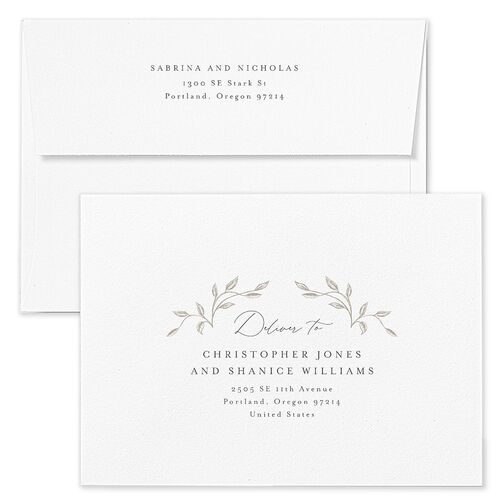 Heirloom Botanical Wedding Invitation Envelopes Blue Linen Return Address Standard Signature