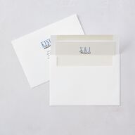 Wavy Frame Photo Wedding Invitations Sea Blue Signature Blank No Standard