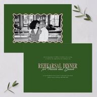 Wavy Frame Photo Rehearsal Dinner Invitations Scottish Green Signature Blank Standard