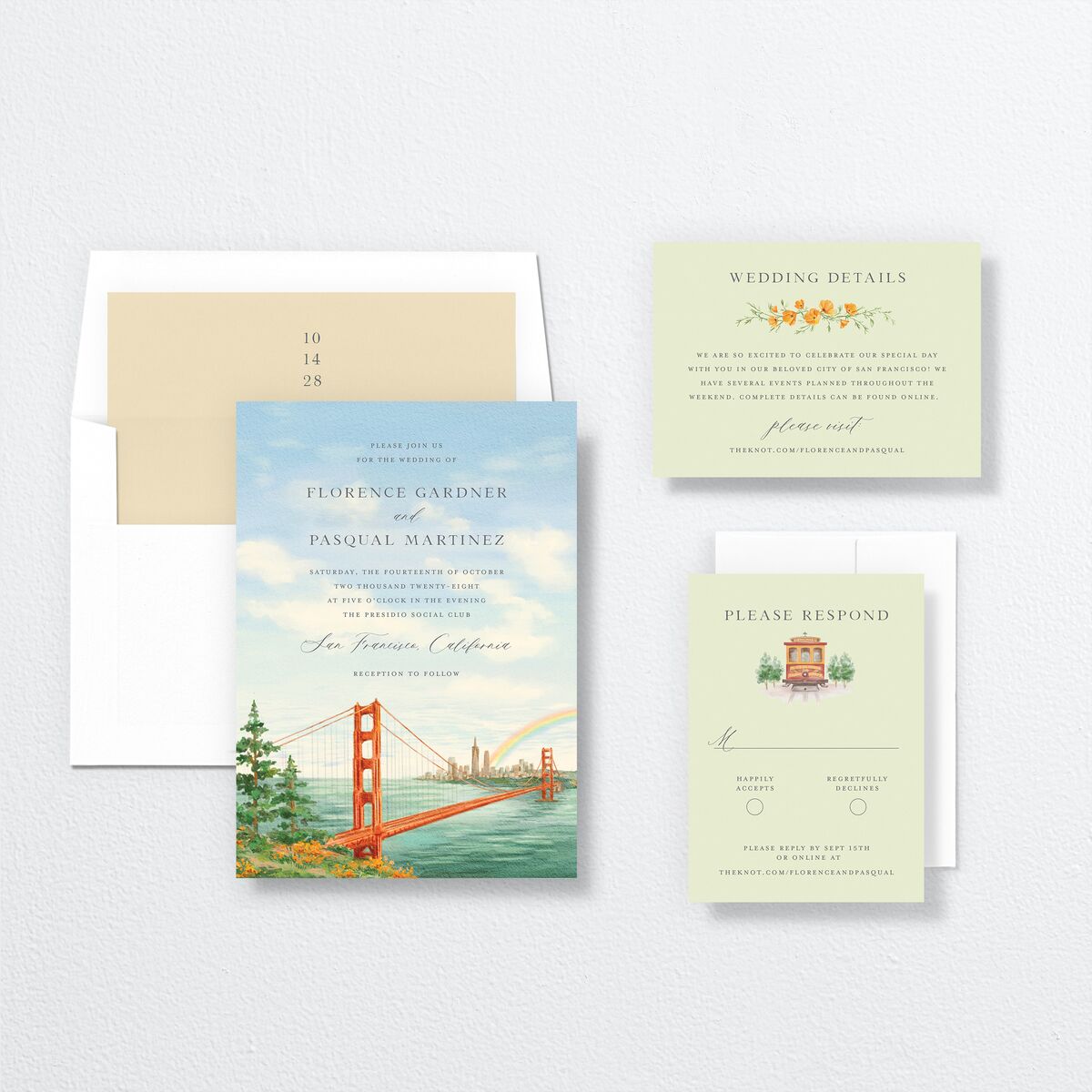 Scenic San Francisco Wedding Invitations Daffodil Signature No