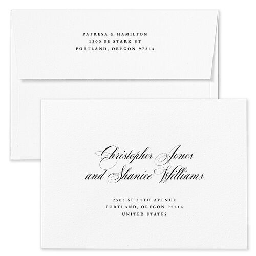 Opulent Garden Wedding Invitation Envelopes Kraft Slate Both Recipient and Return Addresses Standard Signature