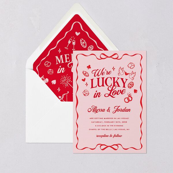 Hand Drawn Las Vegas Hearts Euro Envelope Liners Crimson Luxe