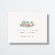 Boston Skyline All-in-One Wedding Invitations Midnight Navy Signature Light Both Recipient and Return Addresses No