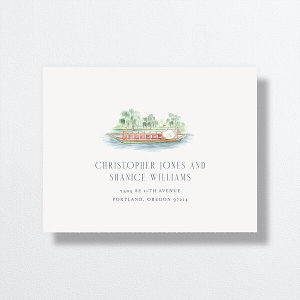 Boston Skyline All-in-One Wedding Invitations Midnight Navy Signature Light Both Recipient and Return Addresses No