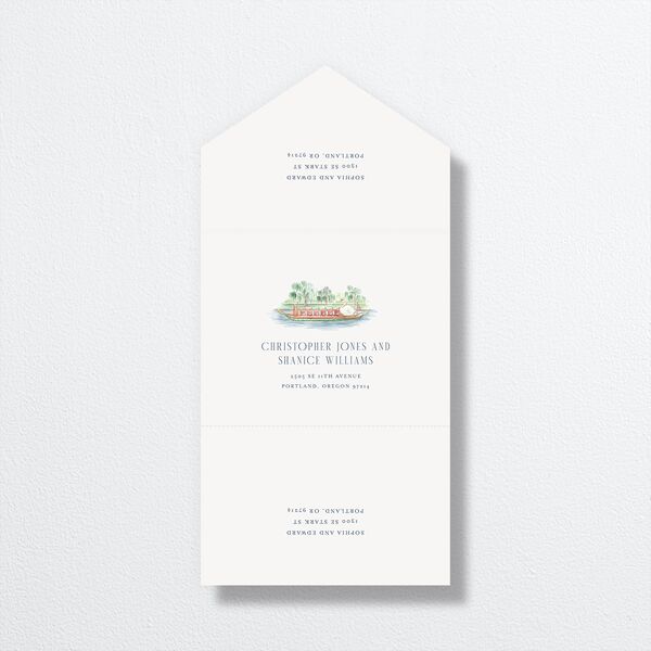 Boston Skyline All-in-One Wedding Invitations Midnight Navy Signature Light Both Recipient and Return Addresses No