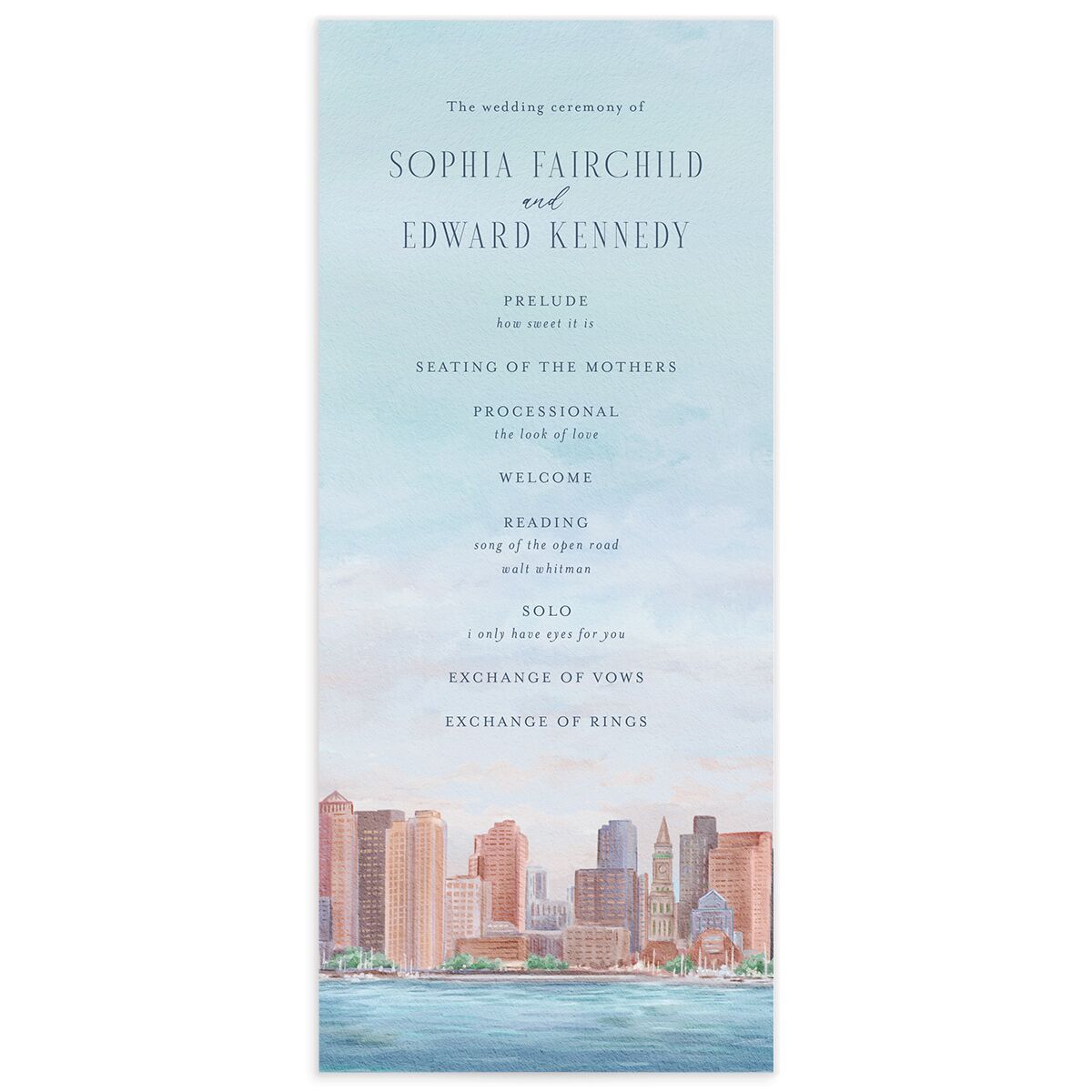 Boston Skyline Wedding Programs