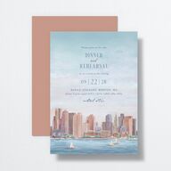 Boston Skyline Rehearsal Dinner Invitations Midnight Navy Signature