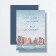 Boston Skyline Wedding Invitations Midnight Navy Signature No